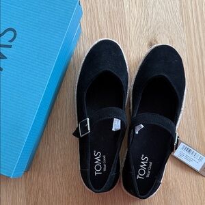 TOMS Black Suede Mary Jane Shoes